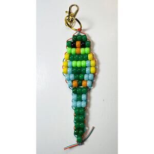 Handmade Pony Bead Parrot Keychain – Colorful Bird Bag Charm Accessory -vn